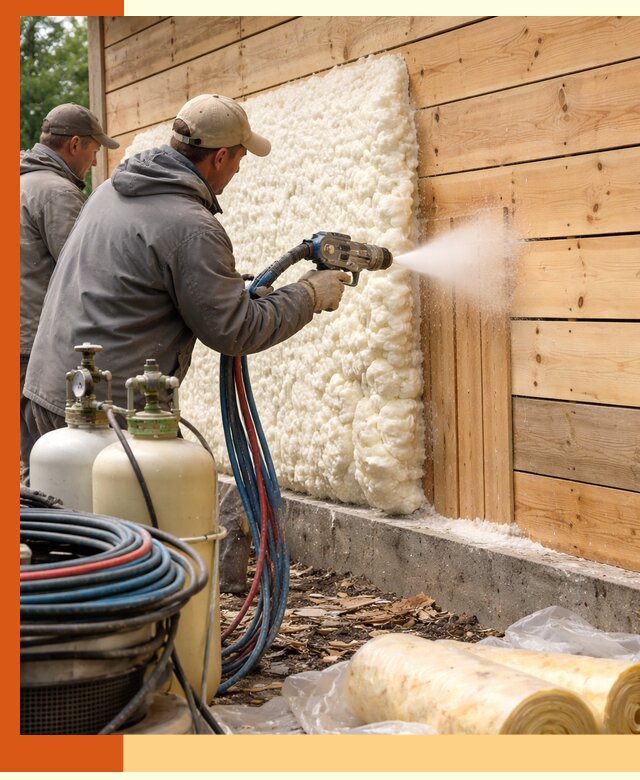 Утепление деревянного дома пенополиуретаном в Лобне