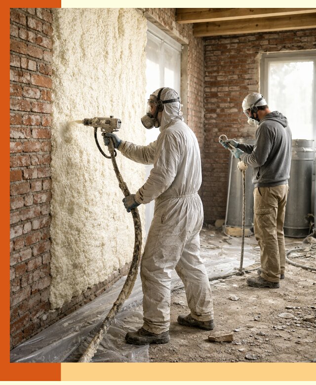 Утепление кирпичного дома пенополиуретаном в Лобне