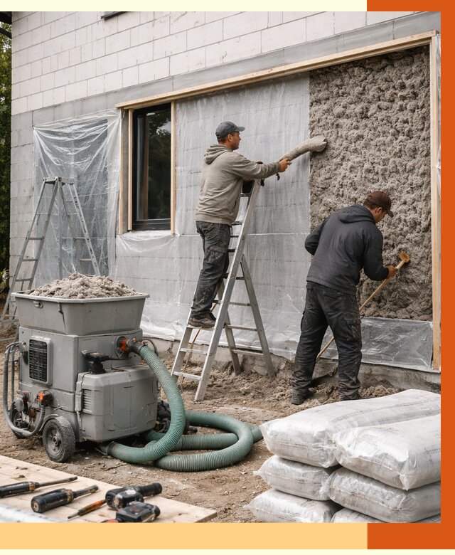 Утепление дома из газобетона эковатой в Лобне от 4647 руб./м2 | ТепломастерЛбн