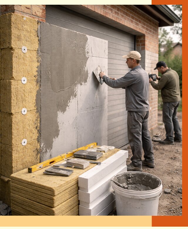 Утепление гаража снаружи в Лобне от 4337 руб. за м2 — наружное утепление под ключ | ТепломастерЛбн