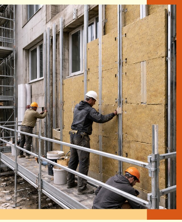 Утепление вентилируемого фасада в Лобне от 5783 руб/м2 — монтаж и утепление вентфасад | ТепломастерЛбн