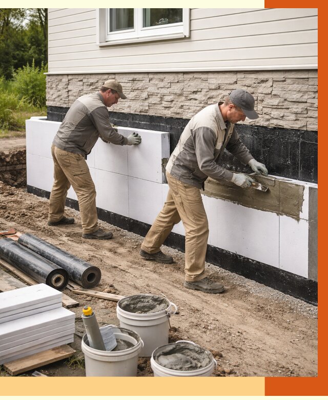 Утепление фундамента снаружи в Лобне от 4337 руб. за м² | ТепломастерЛбн