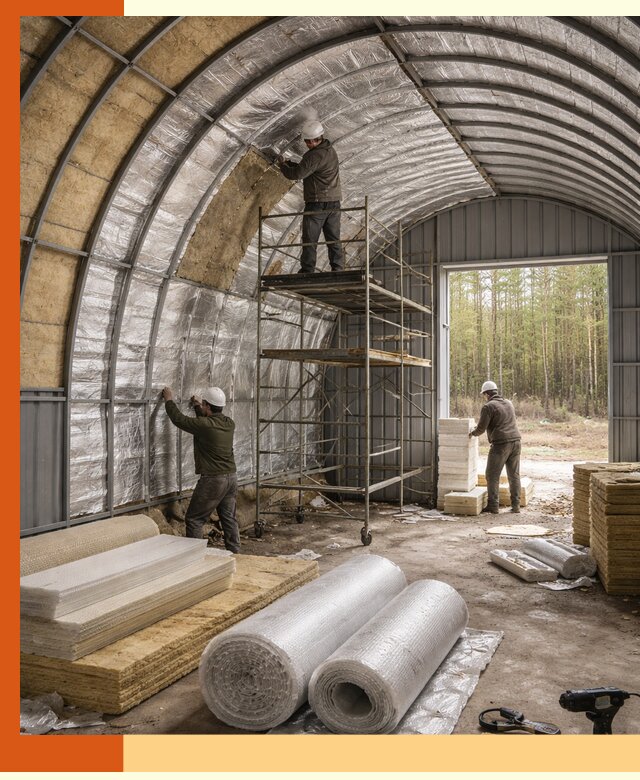 Утепление арочного ангара под ключ в Лобне