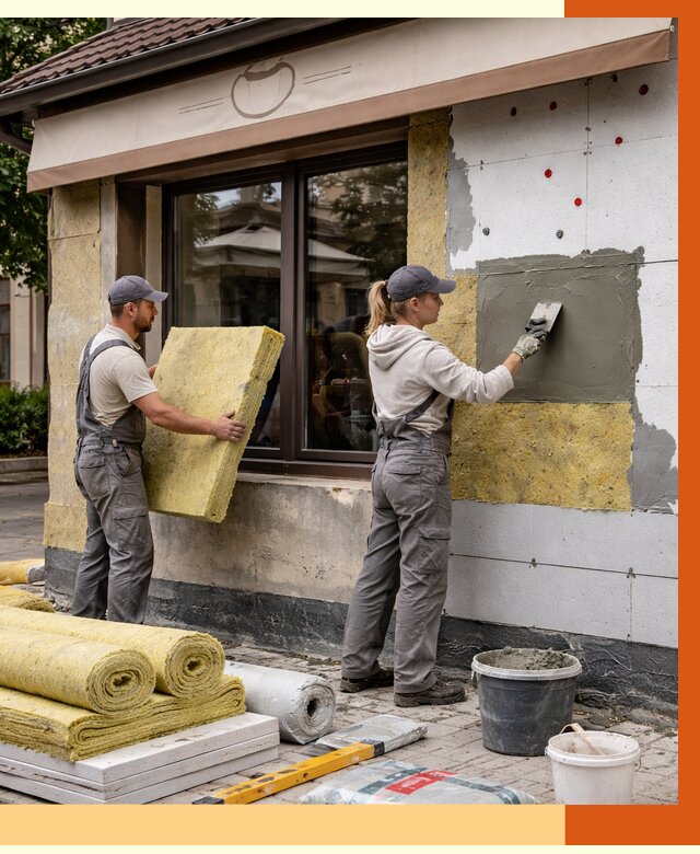 Утепление кафе в Лобне от 4337 руб/м2 — комплексно под ключ | ТепломастерЛбн