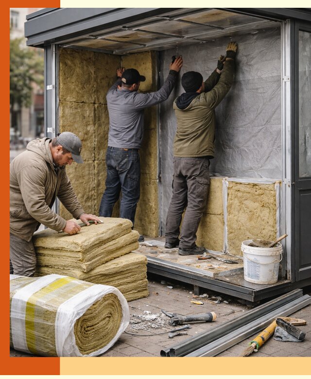 Утепление павильона шаурмы под ключ в Лобне