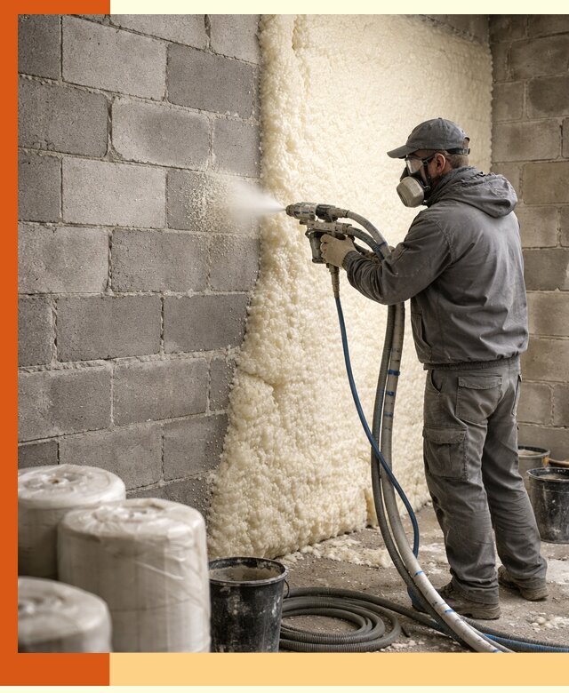 Утепление блочной стены ППУ в Лобне качественно и надёжно