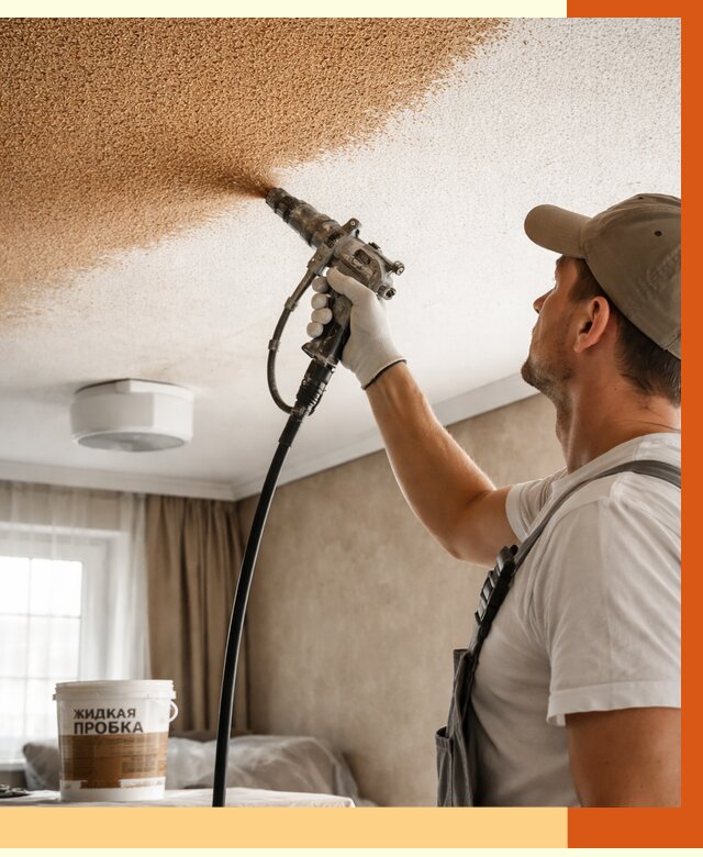 Утепление потолка жидкой пробкой в Лобне от 3614 руб. | ТепломастерЛбн