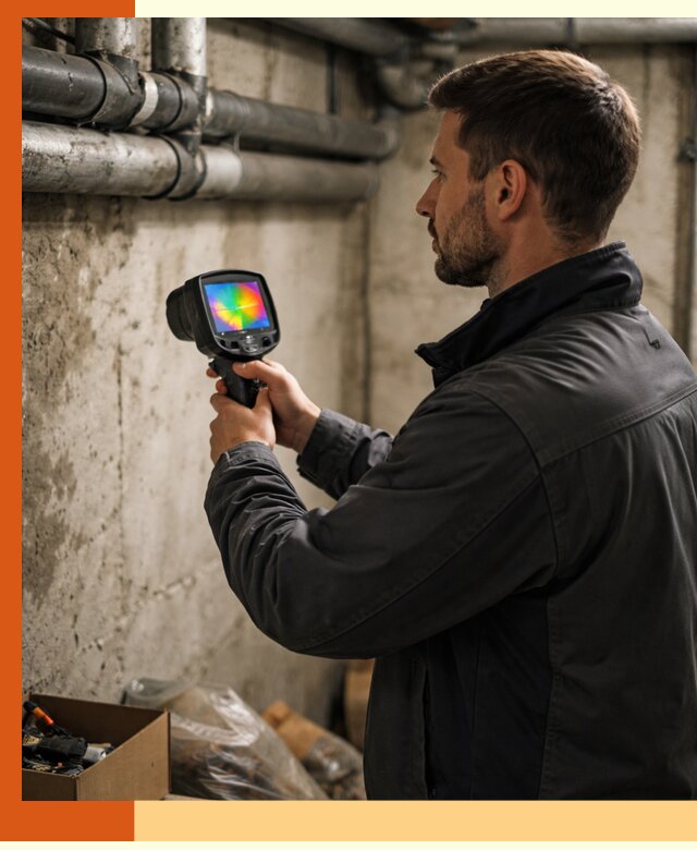 Тепловизионное обследование подвала в Лобне для поиска утечек тепла