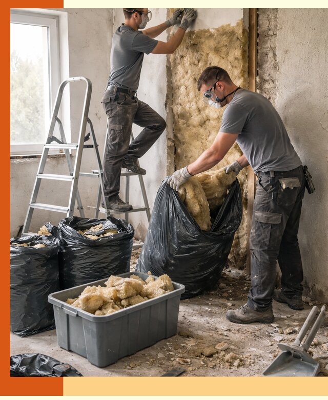 Демонтаж старого утеплителя и вывоз отходов в Лобне