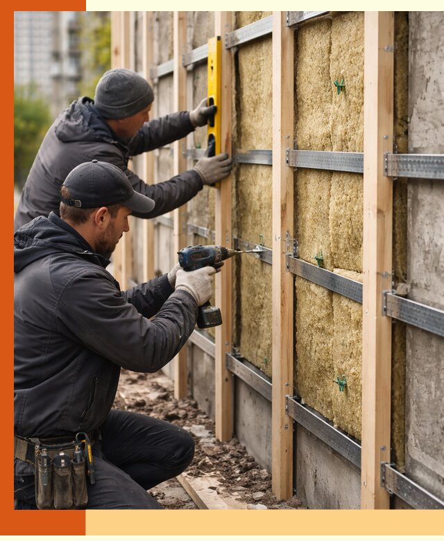 Монтаж обрешетки под утепление зданий и квартир в Лобне
